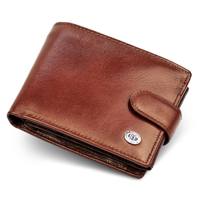 Класичне чоловіче портмоне з натуральної шкіри ST Leather В 102 коричневе