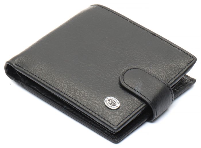 Чорне чоловіче портмоне з натуральної шкіри з фіксацією ST Leather ST103