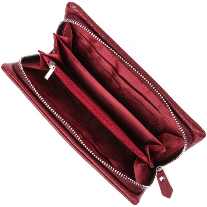 Кожаный женский кошелек-клатч с отделением под телефон ST Leather 23102 бордовый