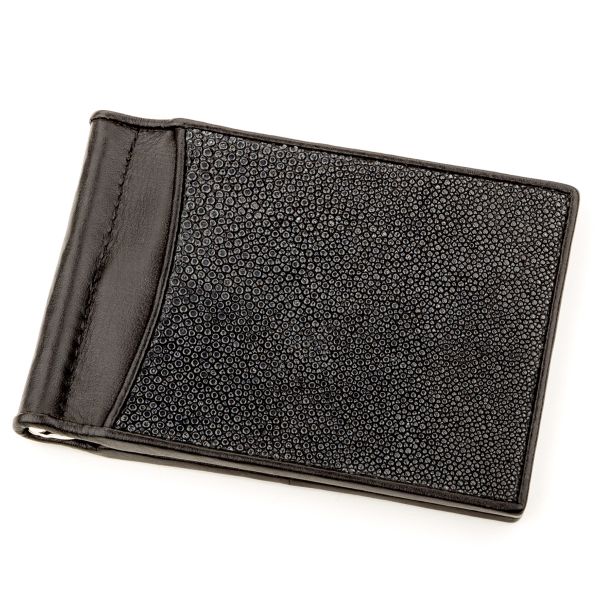 Зажим для денег из натуральной кожи морского ската черный STINGRAY LEATHER 18293