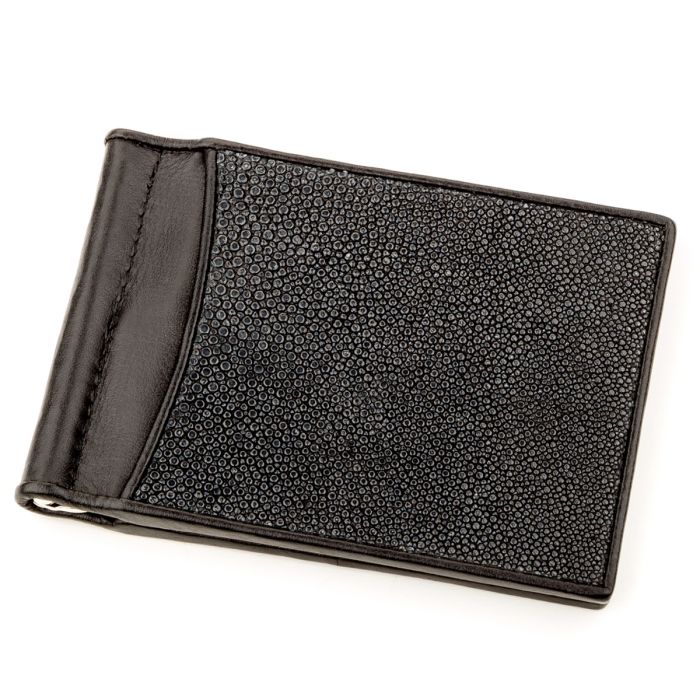Затискач для грошей з натуральної шкіри морського ската чорний STINGRAY LEATHER 18293