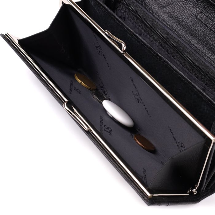 Солідний жіночий гаманець із натуральної шкіри ST Leather 23088 чорний