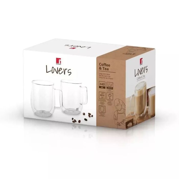 Набір склянних чашок Bergner Coffee & tea lovers 440 мл 2 шт (BG-20116-MM)