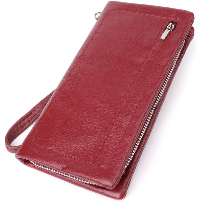 Кожаный женский кошелек-клатч с отделением под телефон ST Leather 23102 бордовый