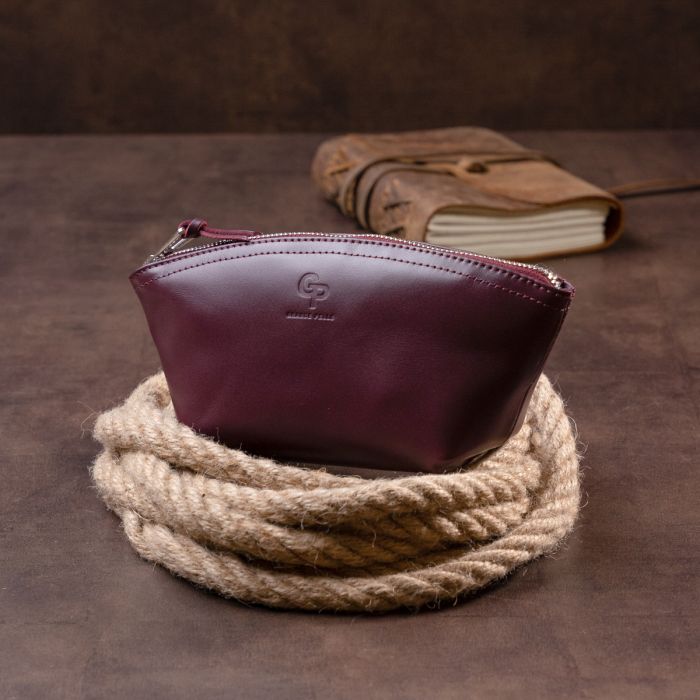 Жіноча косметичка зі шкіри Amelin Grande Pelle 11300 сливова
