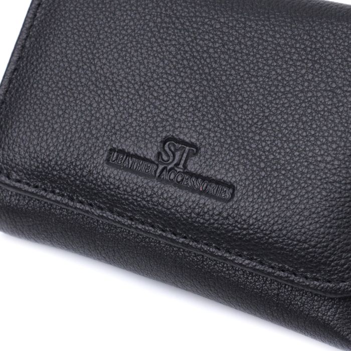 Красиве жіноче портмоне з монетницею з натуральної шкіри ST Leather 22728 чорне
