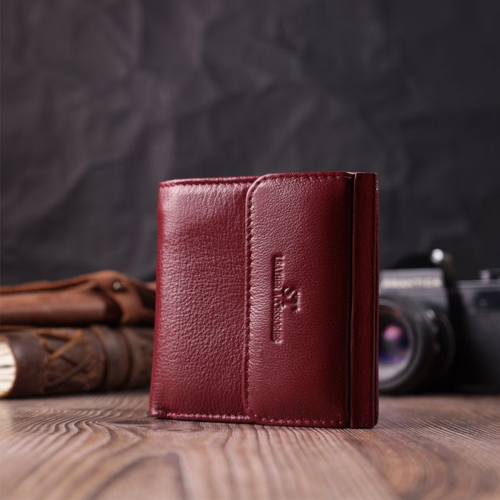 Невеликий жіночий гаманець з монетницею з натуральної шкіри ST Leather 22544 бордовий