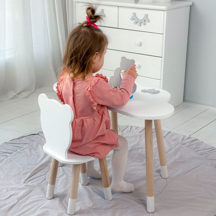 Стол облако и стульчик детский белый мешок для занятий, игр, еды LalaKids