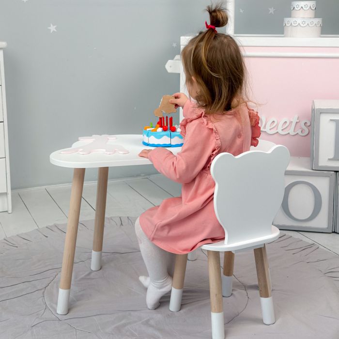 Стол облако и стульчик детский белый мешок для занятий, игр, еды LalaKids