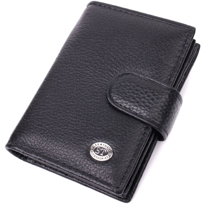 Надійна візитниця з натуральної шкіри ST Leather 22469 чорна