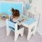 Стульчик для детской игровой комнаты белый с голубым LalaKids