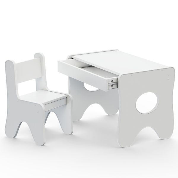 Столик та стільчик дитячий гральний білий LalaKids