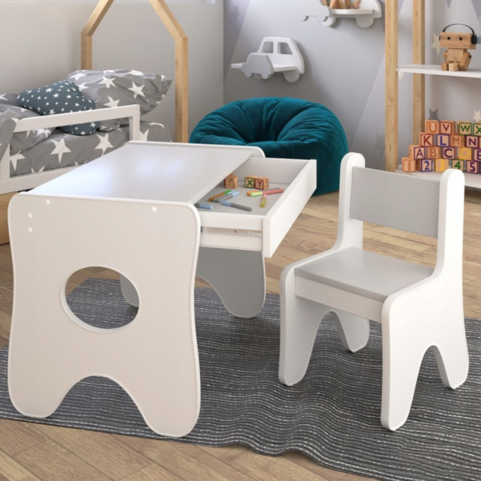 Стульчик для детской игровой цвет цвет белый с серым LalaKids