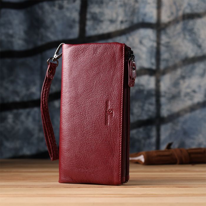 Шкіряний гаманець на три відділення ST Leather 23108 бордовий