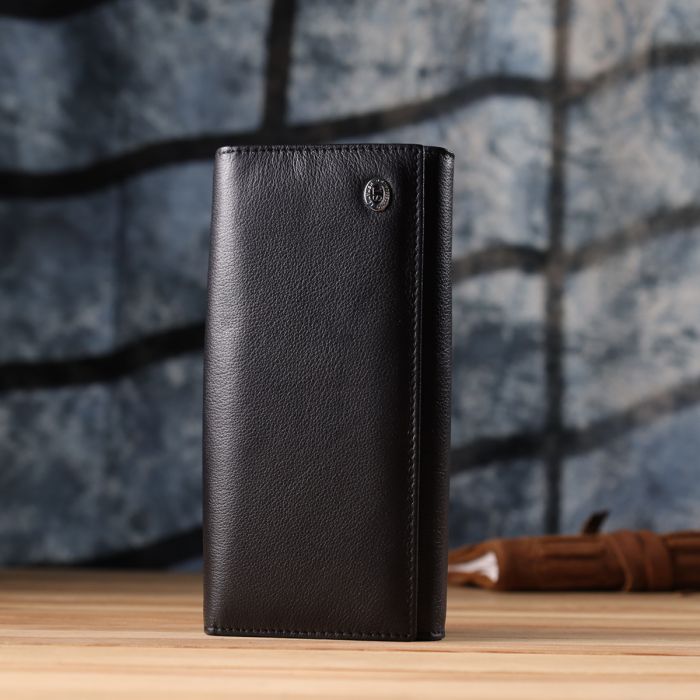 Солідний жіночий гаманець із натуральної шкіри ST Leather 23088 чорний