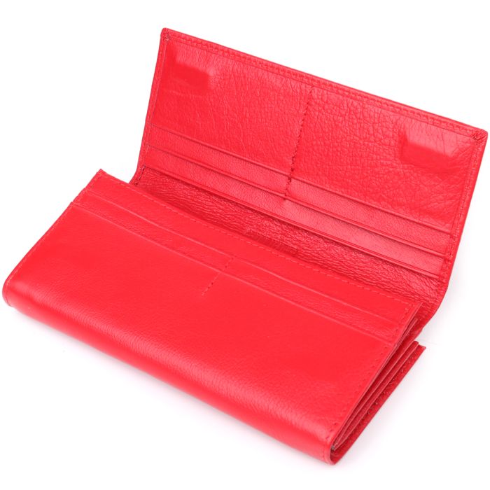 Яскравий жіночий гаманець на магнітах із натуральної шкіри ST Leather 23114 червоний