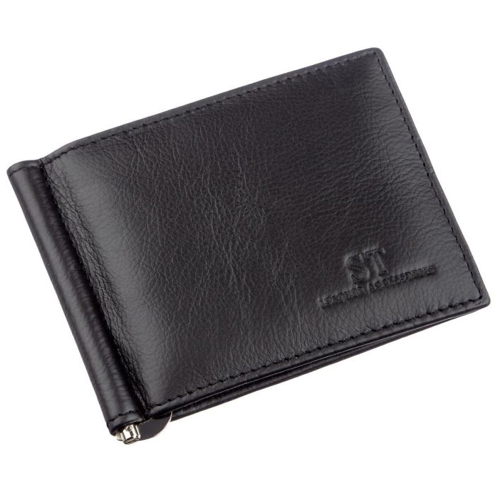 Затискач із монетницею на блискавці ST Leather 18948 чорний