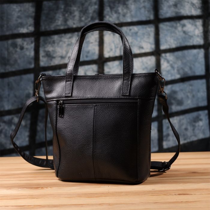 Унікальна сумка жіноча з натуральної шкіри Vintage 22993 чорна