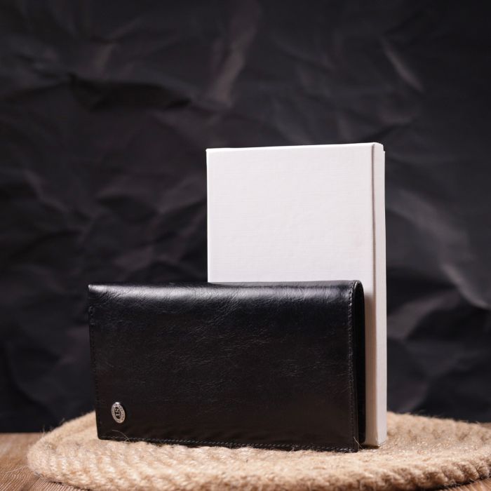 Вертикальний гаманець для чоловіків із натуральної шкіри ST Leather 19420 чорний
