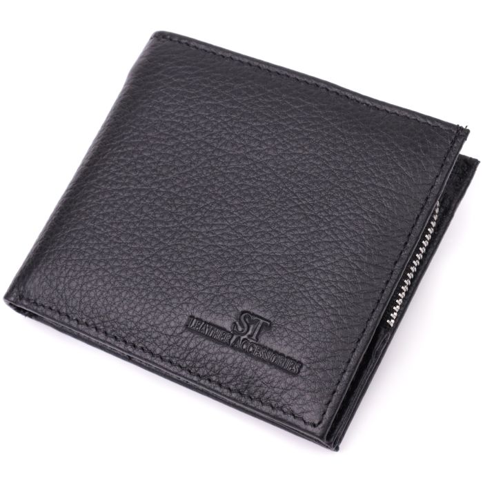 Гаманець середнього розміру з оригінальною монетницею ST Leather 22458 чорний