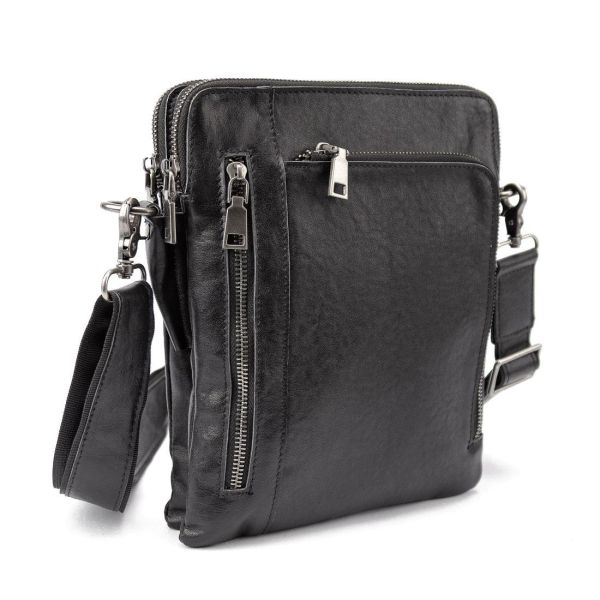 Мессенджер классический черный в гладкой коже Tiding Bag 8009A черный