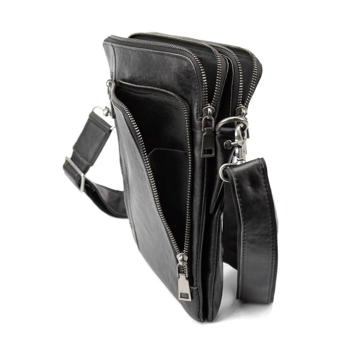 Мессенджер классический черный в гладкой коже Tiding Bag 8009A черный