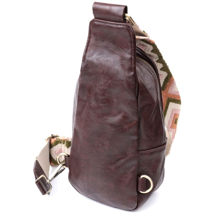 Зручна сумка через плече в модному кольорі з екошкіри Vintage 22794 коричнева