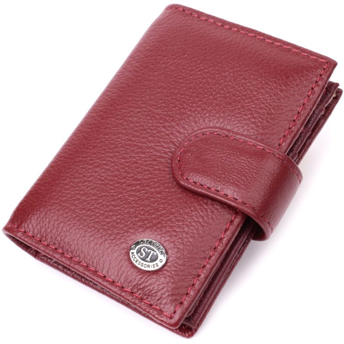 Практична візитниця з натуральної шкіри ST Leather 22468 бордова