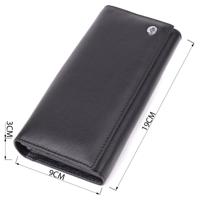 Солідний жіночий гаманець із натуральної шкіри ST Leather 23088 чорний