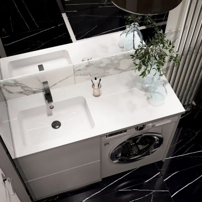 Умывальник накладной Adamant Flat White 120 L искусственный камень 1200x478x140мм