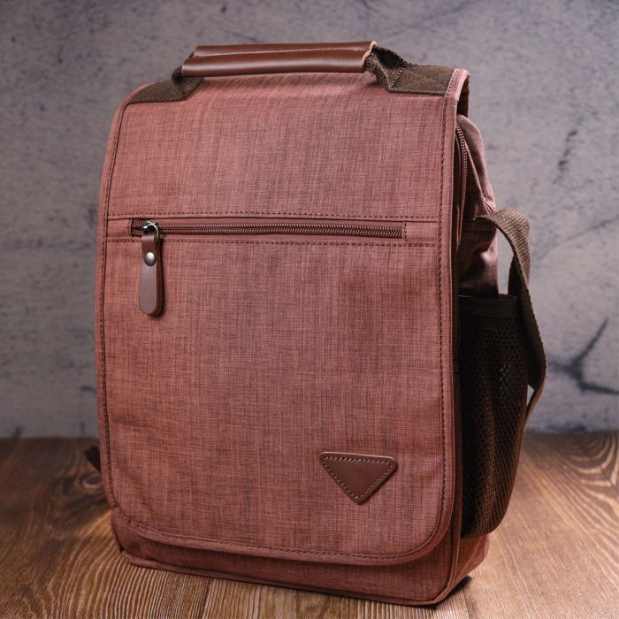 Містка чоловіча сумка з текстилю 21262 Vintage коричнева