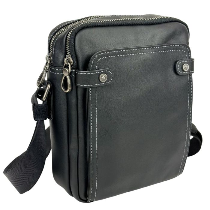 Сумка через плече чоловіча шкіряна Tiding Bag 8911A чорна