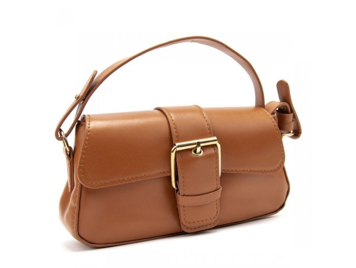 Кросбоди из эко-кожи со стильным замком Lilly P4-1588C коричневый