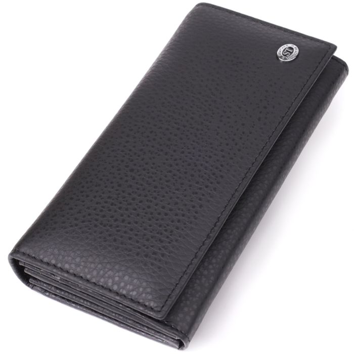 Жіночий вертикальний гаманець із натуральної шкіри ST Leather 23084 чорний