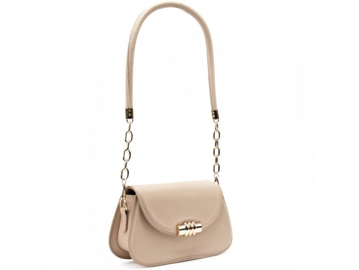 Сумочка через плечо каркасная с клапаном Lilly P4-8420B беж