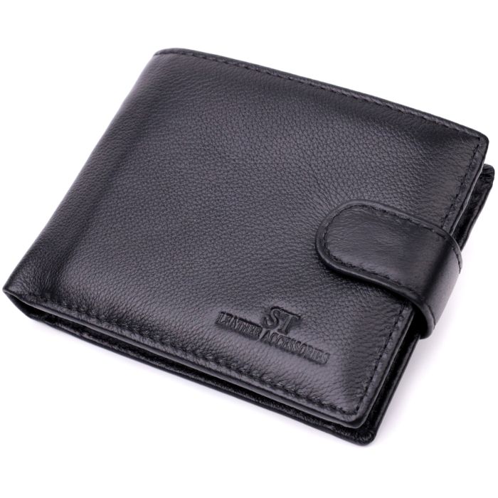 Горизонтальний чоловічий гаманець із натуральної шкіри ST Leather 22443 чорний