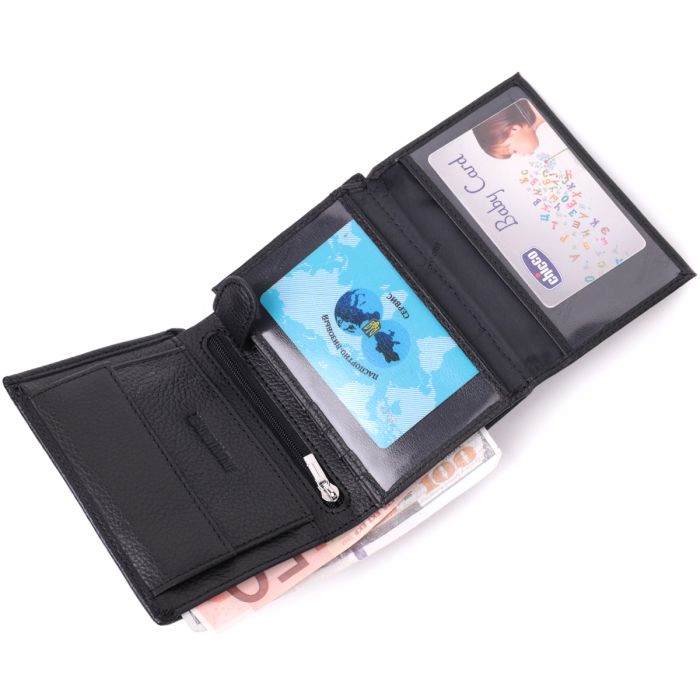 Вертикальный кошелек для стильных мужчин из натуральной кожи ST Leather 22464 черный