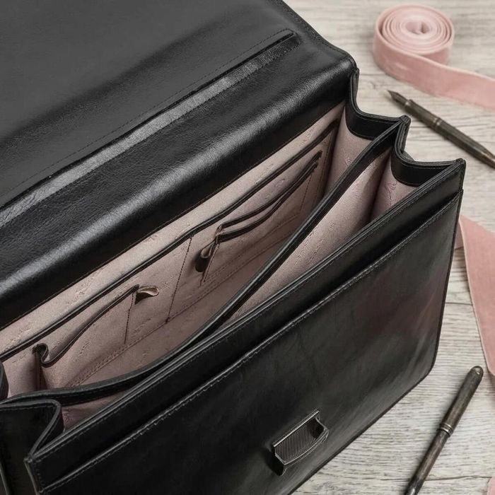 Чоловічий діловий портфель Tony Perotti 8009/42 nero (90377) Чорний