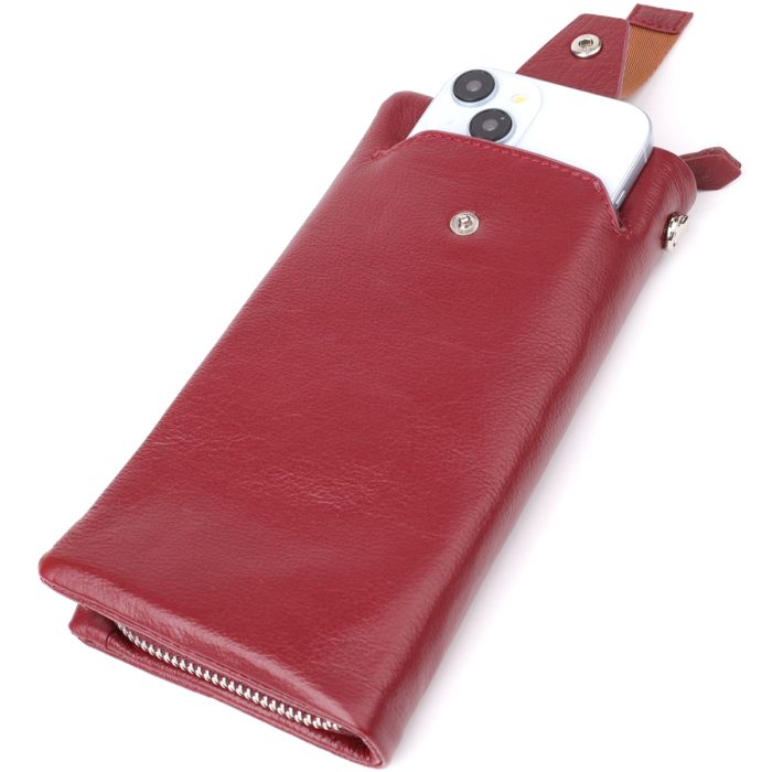 Кожаный женский кошелек-клатч с отделением под телефон ST Leather 23102 бордовый