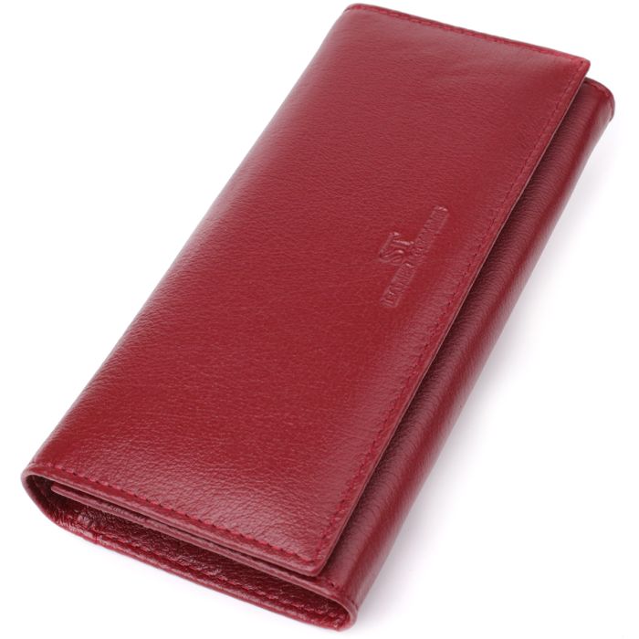 Елегантний гаманець у два складення з натуральної шкіри ST Leather 23065 бордовий
