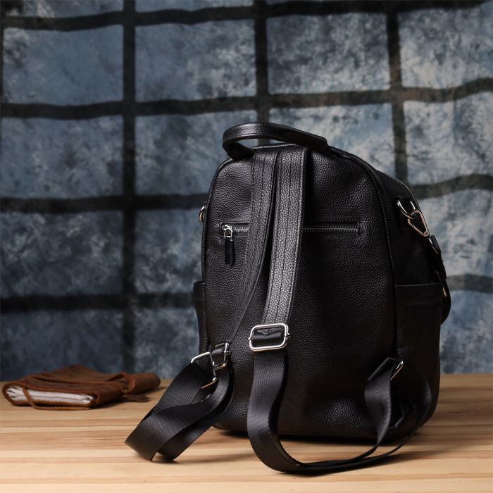 Интересный женский рюкзак из натуральной кожи Vintage 23059 черный