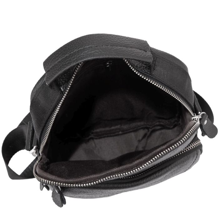 Сумка через плечо черная мужская кожаная Tiding Bag A25F-1436A