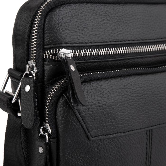 Сумка через плечо черная мужская кожаная Tiding Bag A25F-1436A