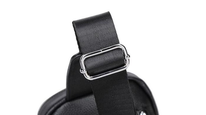Мужской черный кожаный слинг на плечо Tiding Bag A25F-1922A