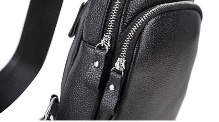 Мужской черный кожаный слинг на плечо Tiding Bag A25F-1922A