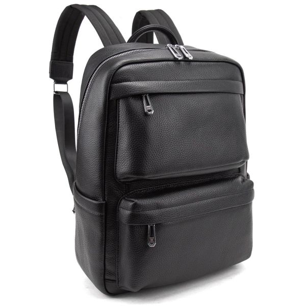 Чоловічий шкіряний рюкзак чорний Tiding Bag A25F-210727A