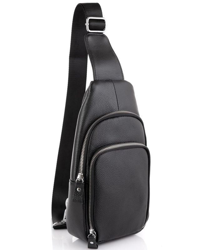 Шкіряний чорний слінг через плече Tiding Bag A25F-5058A