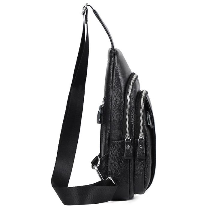 Человек кожаный черный слинг на плечо Tiding Bag A25F-6601A