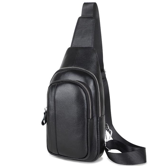 Человек кожаный черный слинг на плечо Tiding Bag A25F-6601A