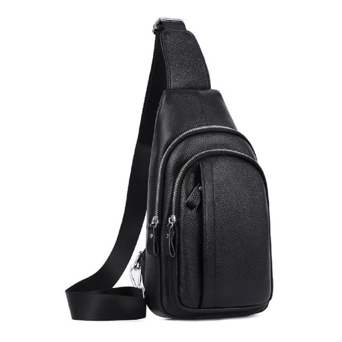 Человек кожаный черный слинг на плечо Tiding Bag A25F-6601A